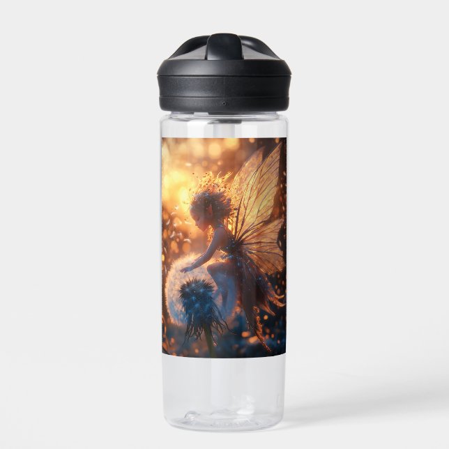 Beautiful Sun Fairy with Dandelion Water Bottle (Front)