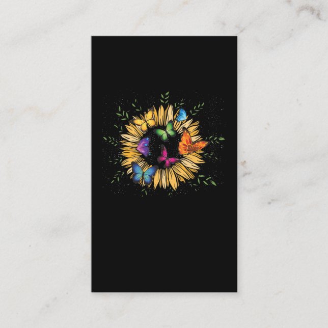Beautiful Sunflower and Cute Butterflies Business Card (Front)