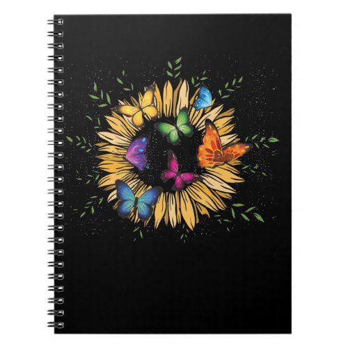 Beautiful Sunflower and Cute Butterflies Notebook
