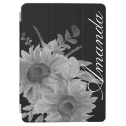 Beautiful Sunflower Art Monochromatic Gray/Black  iPad Air Cover