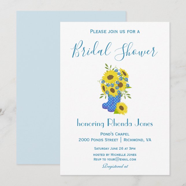 Beautiful Sunflower Bridal Shower Invitation (Front/Back)