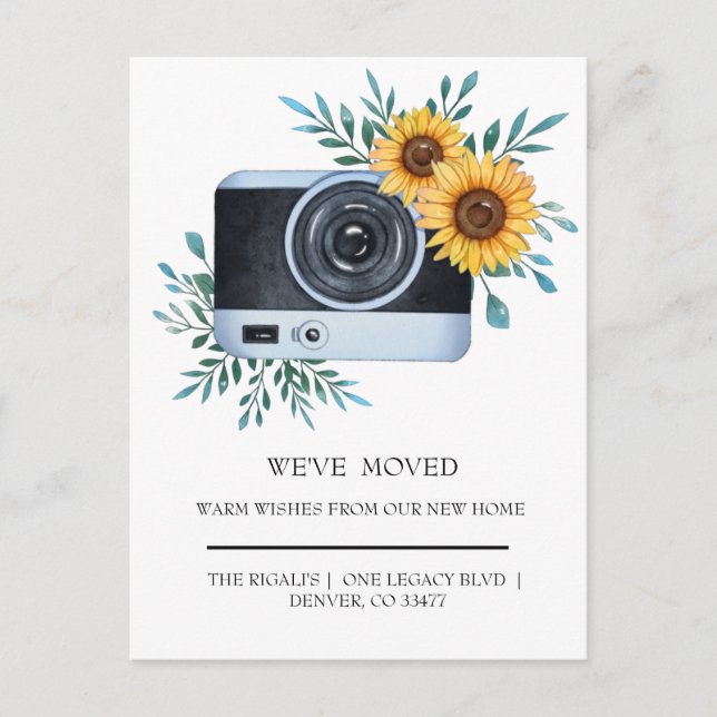 Beautiful sunflower Camera   home moving Postcard (Front)