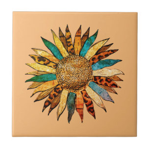 Beautiful Sunflower Ceramic Tile