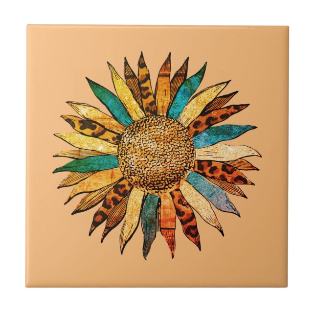 Beautiful Sunflower Ceramic Tile (Front)