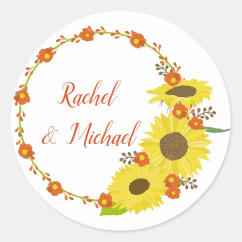 Beautiful Sunflower design Classic Round Sticker