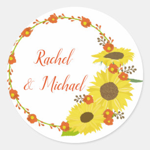 Beautiful Sunflower design Classic Round Sticker