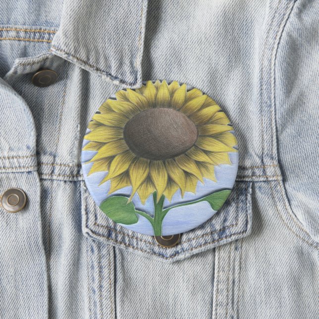 Beautiful Sunflower Drawing Button (In Situ)