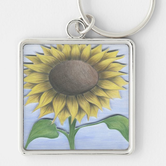 Beautiful Sunflower Drawing Keychain (Front)