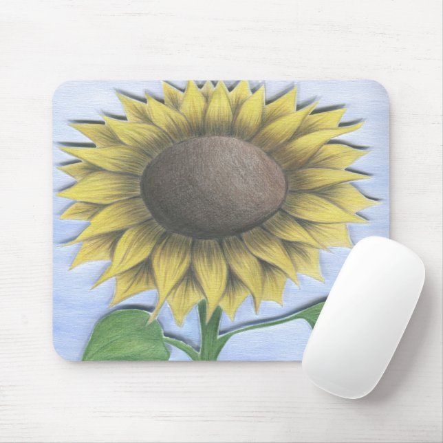 Beautiful Sunflower Drawing Mouse Pad (With Mouse)