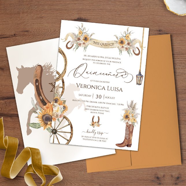 Beautiful Sunflower Floral Charro Quinceanera  Invitation (Creator Uploaded)