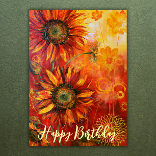 Beautiful Sunflower Floral Happy Birthday Card