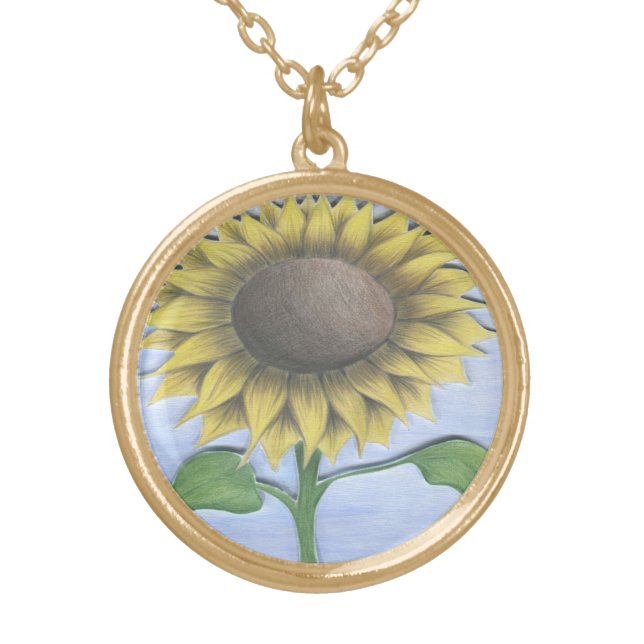 Beautiful Sunflower Gold Plated Necklace (Front)