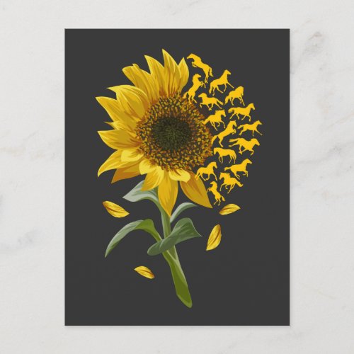 Beautiful Sunflower Horse Racing Flower Equestrian Postcard