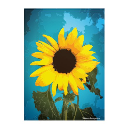 Beautiful Sunflower Illustration Yellow Flower Acrylic Print