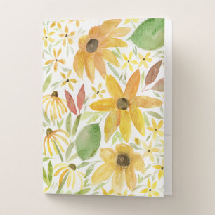 Beautiful Sunflower in Watercolor Pocket Folder