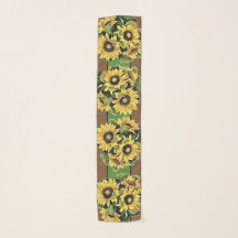 Beautiful Sunflower Oblong Chiffon Scarf 10"x45"