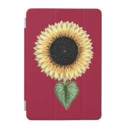 Beautiful Sunflower on Burgundy iPad Mini Cover
