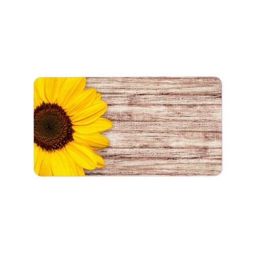 Beautiful sunflower on rustic barn wood blank label