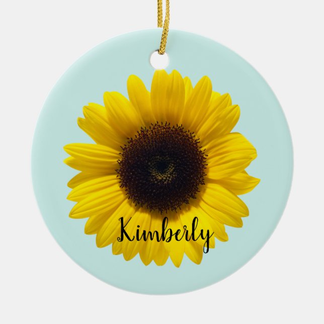 Beautiful Sunflower Personalize With Name Ceramic Ornament (Front)