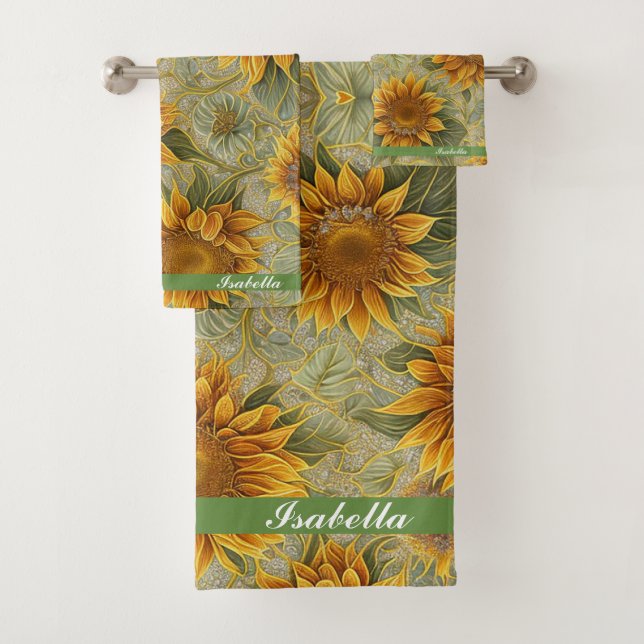 Beautiful Sunflower Popular Collection Bath Towel Set (Insitu)