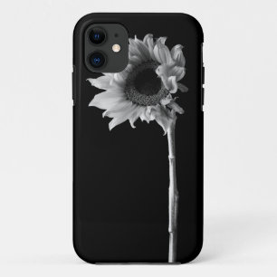 Beautiful Sunflower Portrait in Black and White iPhone 11 Case