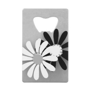 Beautiful Sunflower Portrait in Black and White Credit Card Bottle Opener