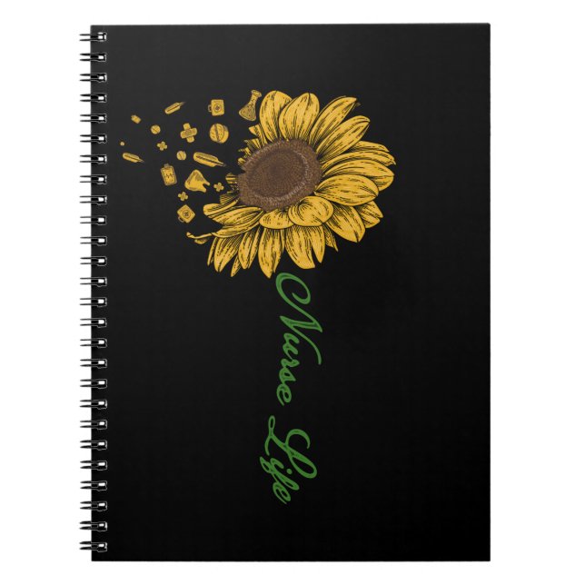Beautiful Sunflower Registered Nurse Flower Notebook (Front)