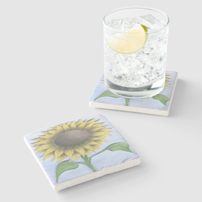 Beautiful Sunflower Stone Coaster (Side)