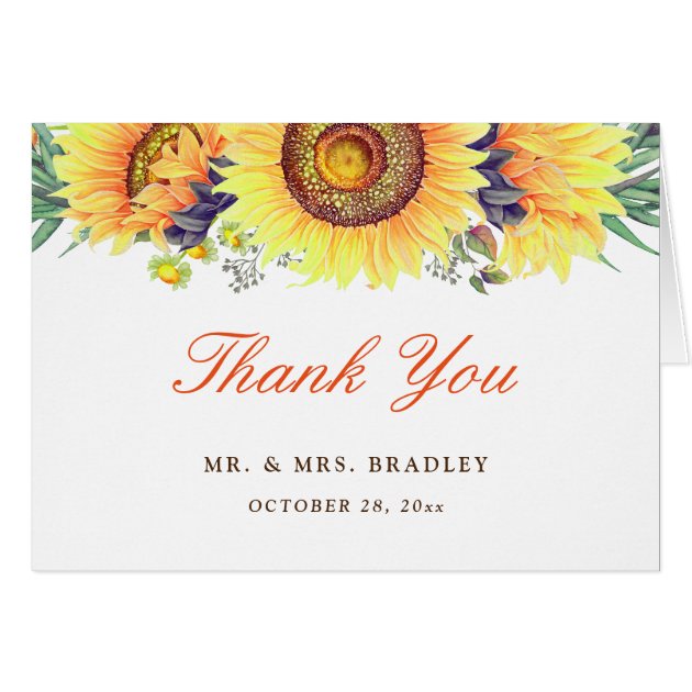 Beautiful Sunflower Stylish Seasonal Thank You Card