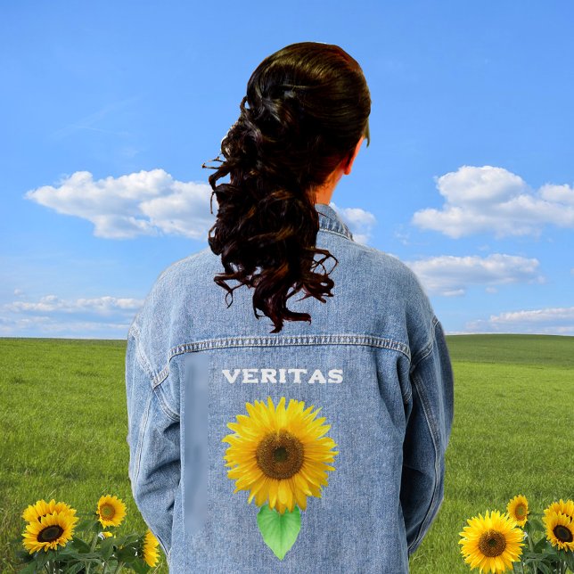 Beautiful Sunflower & Typography Denim Jacket (Creator Uploaded)