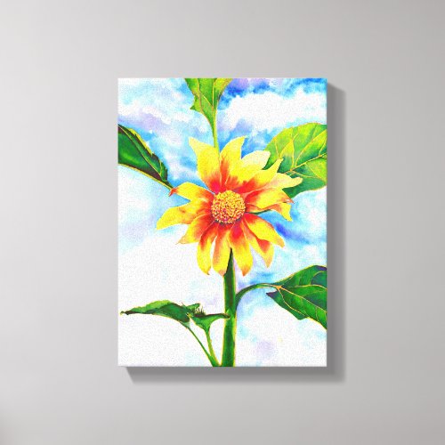 Beautiful Sunflower watercolor painting  Canvas Print