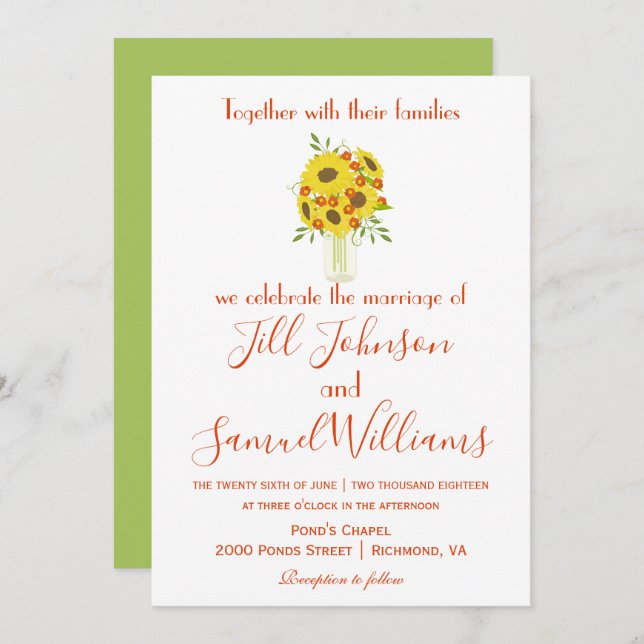 Beautiful Sunflower Wedding Invitation (Front/Back)