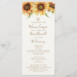 Beautiful, Sunflower Wedding Program