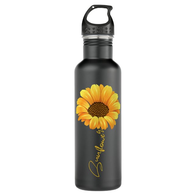 Beautiful sunflower with lettering sunflower shirt stainless steel water bottle (Front)