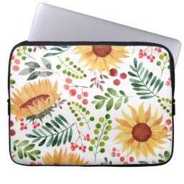 Beautiful Sunflowers and Berries Watercolor  Laptop Sleeve