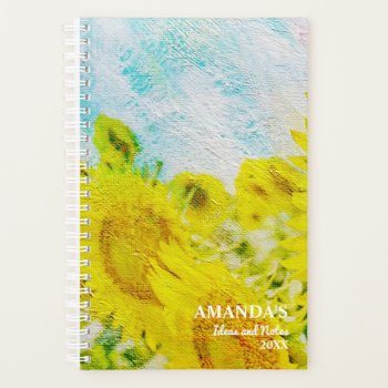 Beautiful Sunflowers Artsy Floral Planner by LitleStarPaper at Zazzle