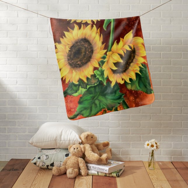 Beautiful Sunflowers Baby Blanket (In Situ)