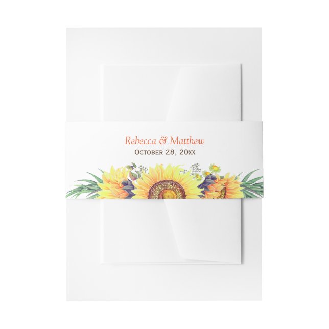 Beautiful Sunflowers Decor Rustic Chic Wedding Invitation Belly Band (Front Example)