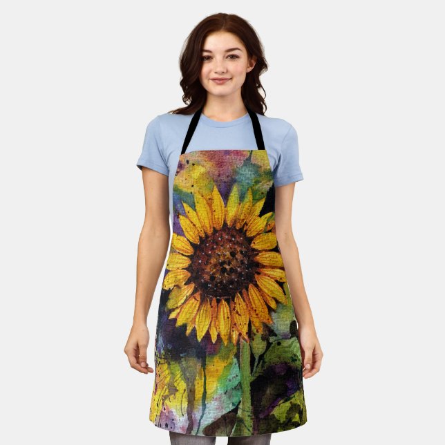 Beautiful Sunflowers In Watercolor  Apron (Worn)