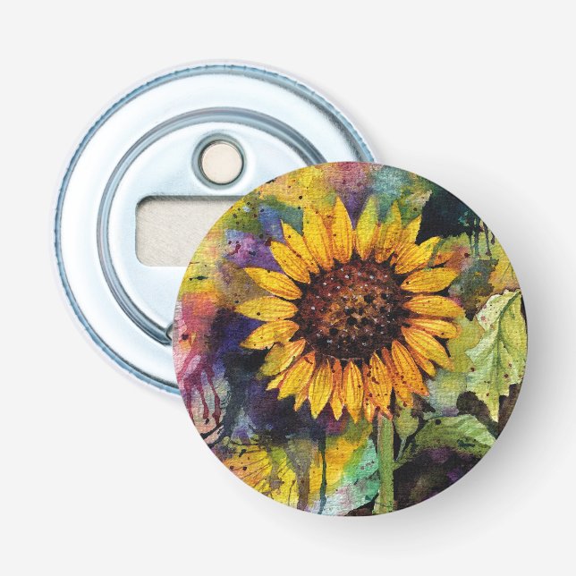 Beautiful Sunflowers In Watercolor Bottle Opener (Front)