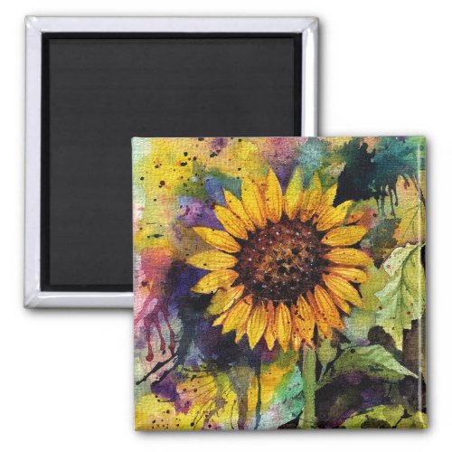 Beautiful Sunflowers In Watercolor  Magnet