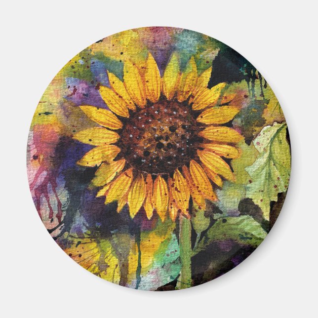 Beautiful Sunflowers In Watercolor  Magnet (Front)