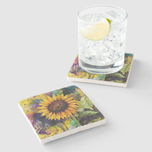 Beautiful Sunflowers In Watercolor  Stone Coaster