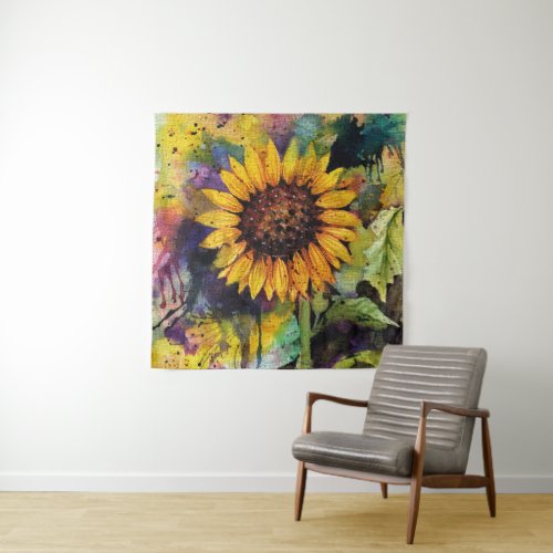 Beautiful Sunflowers In Watercolor  Tapestry