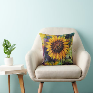 Beautiful Sunflowers In Watercolor Throw Pillow