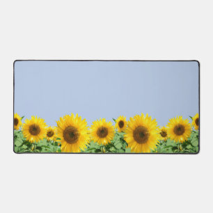 Beautiful Sunflowers on Sky Blue Desk Mat