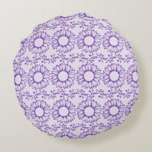 Beautiful Sunflowers Outline Round Pillow