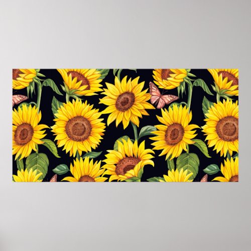Beautiful Sunflowers pattern Poster