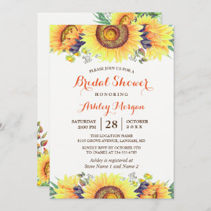 Beautiful Sunflowers Rustic Chic Bridal Shower Invitation