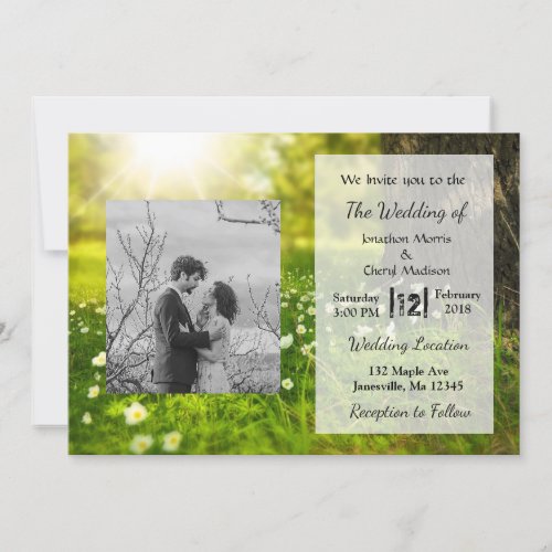 Beautiful Sunlit Field Photo Wedding Invitations